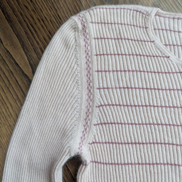 Chanel Vintage Light Pink Glitter Cashmere Blend Sweater 03A 2003 FR44 S M 6 8 - Picture 9 of 16